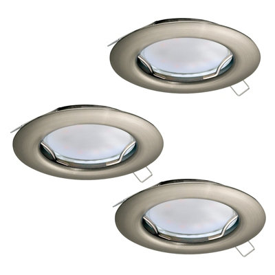  - Satin Nickel 3-Pack Flush Ceiling Downlight With Gu10 BulbsModern Lighting Solution