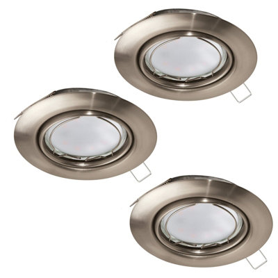 Satin Nickel 3-Pack Flush Ceiling Downlight With 5W Gu10 Bulbs from B&Q