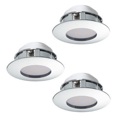  - 3 Pack Chrome Recessed Downlights With 6W Built-In Led For Modern Ceilings