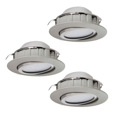  - 3 Pack Satin Nickel Flush Ceiling Downlight With Built-In 6W Led