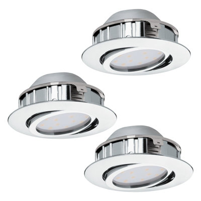 B&Q 3 Pack Of Chrome Recessed Led Ceiling Downlights - 6W Built-In Spotlight