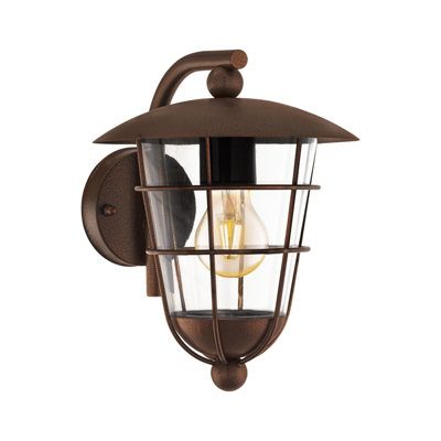Stylish Ip44 Outdoor Wall LightBrown Fisherman Lantern With E27 Bulb Socket from B&Q