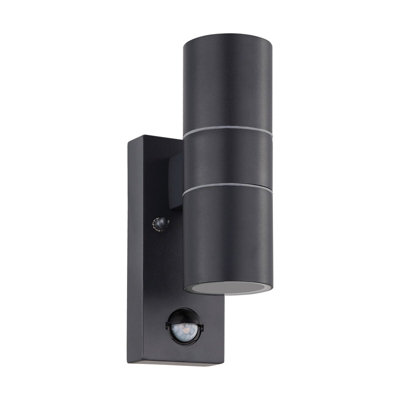 Stylish Ip44 Outdoor Wall Light With Pir Sensor In Anthracite Steel For Gu10 Bulbs from B&Q