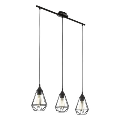 Loops Hanging Ceiling Pendant Light Black Wire Cage 3X E27 Kitchen Island Feature - Image 3