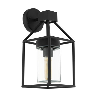 Stylish Ip44 Outdoor Wall Light With Black Square Glass Shade For Porch And Garden from B&Q