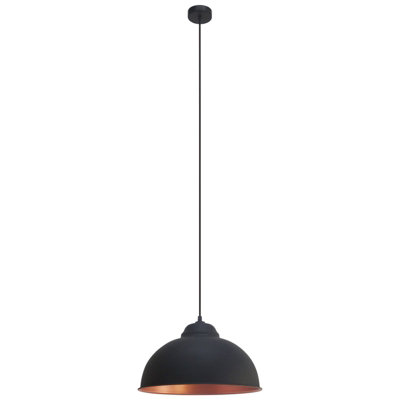 Stylish Black And Copper Hanging Ceiling Pendant Light With E27 Bulb Holder from B&Q