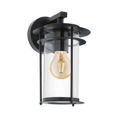  - Ip44 Outdoor Black Dome Wall Light With E27 Bulb Socket For Porch And Garden