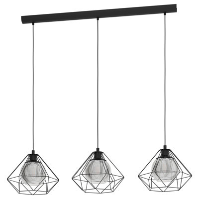 Stylish Geometric Black & Glass Pendant Light For Kitchen Islands from B&Q