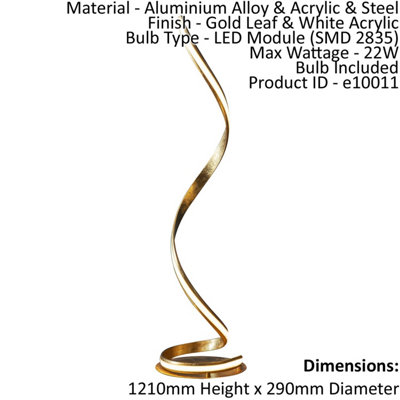 Floor Lamp Light Gold Leaf & White Acrylic 22W Led Module Bulb Included from B&Q