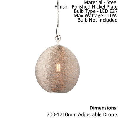 Ceiling Pendant LightPolished Nickel Plate10W Led E27DimmableE10028 from B&Q