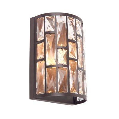 Wall Light Dark Bronze Paint & Clear Crystal 40W E14 Candle Dimmable from B&Q