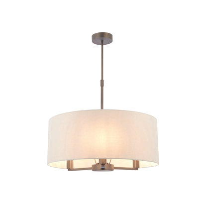  - Ceiling Pendant Light Antique Bronze & Marble Fabric 3 X 40W E14 E10096