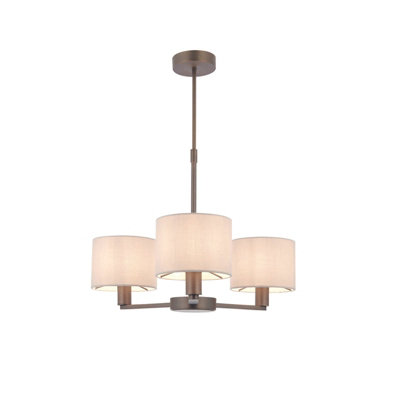 B&Q Ceiling Pendant Antique & Marble Fabric 3 X 40W E14 E10097 Light/Bronze