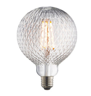 Led Filament Lamp Bulb Clear Glass 4W Led E27 Warm White Facet Bulb from B&Q