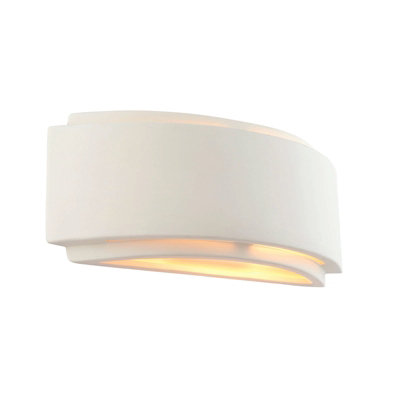  - Wall Light Unglazed Ceramic & Gloss White 40W E14 Dimmable Living Room