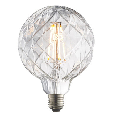 Led Filament Lamp Bulb Clear Glass 4W Led E27 Warm White Groove Bulb from B&Q