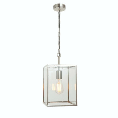 Ceiling Pendant Light Bright Nickel & Clear Glass 40W E27 Dimmable E10173 from B&Q