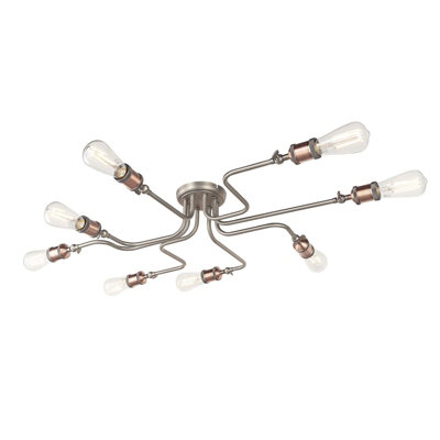 Semi Flush Ceiling LightAged Copper & Aged Pewter Plate8 X 40W E27 Gls from B&Q