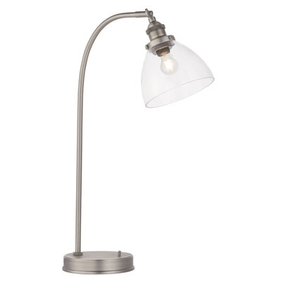 Table LampBrushed Silver Paint & Clear Glass40W E14 GolfBedside Light from B&Q