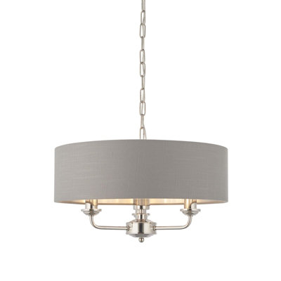 Ceiling Pendant LightBright Nickel & Charcoal Fabric3 X 40W E14E10231 from B&Q