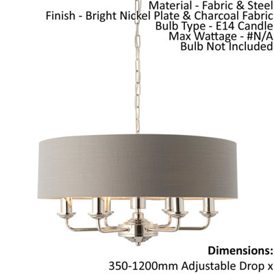 Ceiling Pendant LightBright Nickel & Charcoal Fabric6 X 40W E14E10242 from B&Q