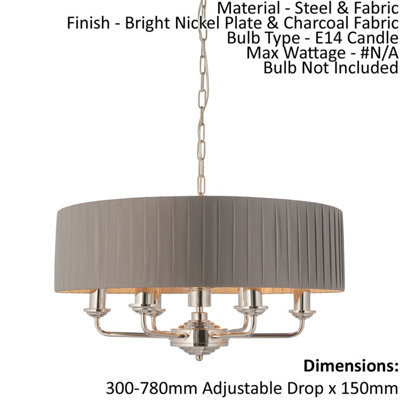 Ceiling Pendant LightBright Nickel & Charcoal Fabric6 X 40W E14E10245 from B&Q
