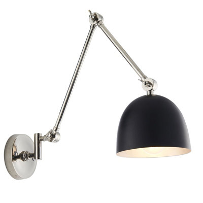 Wall LightPolished Nickel Plate & Matt Black10W Led E27Dimmable from B&Q