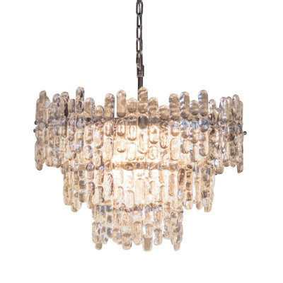 B&Q Ceiling Pendant Chrome Plate & Clear Glass 9 X 40W E14 Dimmable Light