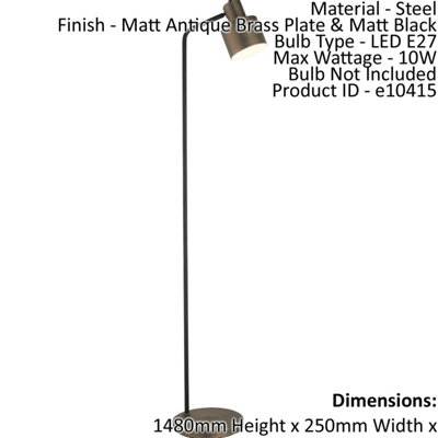 B&Q Floor Lamp Matt Antique Brass & Matt 10W Led E27 Standing Light/Black