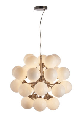  - Ceiling Pendant Light Satin Nickel Plate & Gloss White Glass 28 X 18W G9