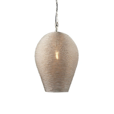 B&Q Ceiling Pendant - Polished Nickel Plate - 10W Led E27 - Dimmable - E10700 Light