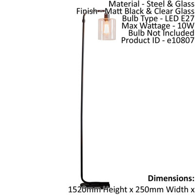 B&Q Floor Lamp Matt & Clear Glass 10W Led E27 Complete Lamp Light/Black