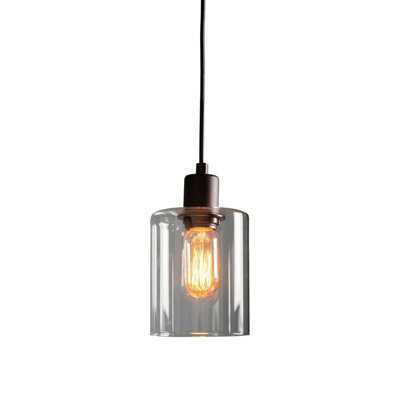  - Ceiling Pendant Light Matt Black & Clear Glass 10W Led E27 Dimmable
