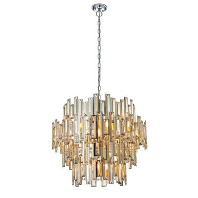 Ceiling Pendant Light Chrome Plate & Champagne Crystal 15 X 40W E14 from B&Q