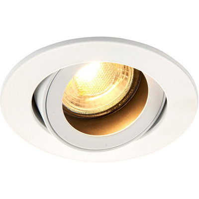 B&Q Recessed Tiltable Ceiling Downlight - 50W Gu10 Reflector Led - Matt White