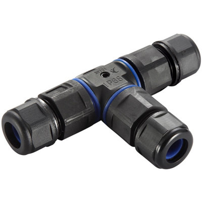 Inline Ip68 3-Way T-ConnectorThree Way Terminal BlockBlack Nylon from B&Q