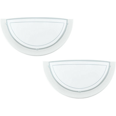  - Elegant 2 Pack White Wall Lights With Clear Glass Shades And E27 Bulbs