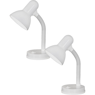 Set Of 2 Modern White Table Lamps With Flexible Design And Rocker Switch from B&Q