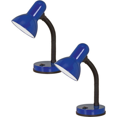 2 Pack Modern Blue Steel Table Desk Lamps With Flexible Design And Rocker Switch from B&Q