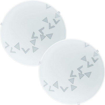 Elegant 2 Pack Wall Flush Ceiling Light With White Shade And Triangle Design from B&Q