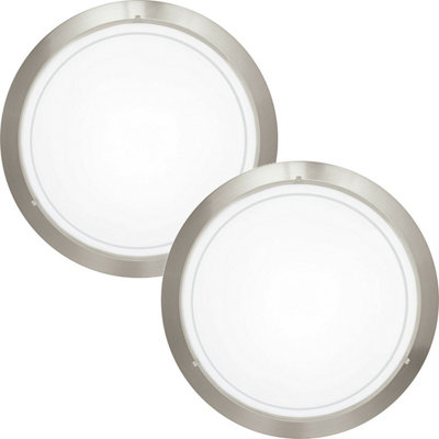 Elegant 2 Pack Satin Nickel Flush Ceiling Light With Clear Glass Shade from B&Q