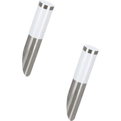 2 Pack Ip44 Stainless Steel Outdoor Wall LightModern Porch Lamp With 12W E27 Bulb from B&Q