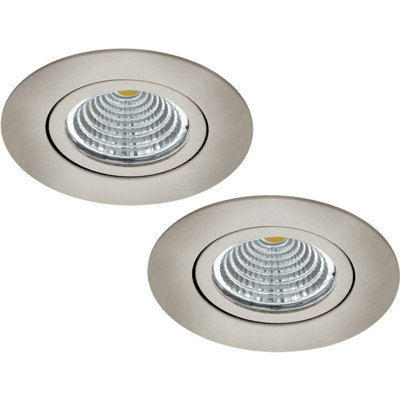  - 2 Pack Satin Nickel Led Flush Mount Round Downlights For Modern Interiors