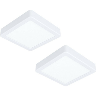 B&Q 2 Pack Modern Led Wall And Ceiling Lights - 10.5W 3000K Square Design White