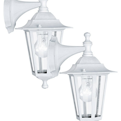 2 Pack Ip44 Rated Outdoor Wall LanternsModern White Aluminium Porch Lights from B&Q