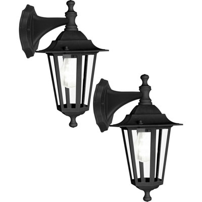 B&Q 2 Pack Aluminium Ip44 Outdoor Wall Lanterns - Stylish Porch Lighting Black
