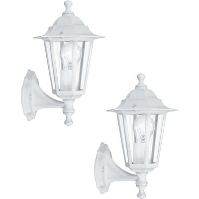 Set Of 2 Ip44 Outdoor White Aluminium Lanterns60W E27 Porch Lights from B&Q