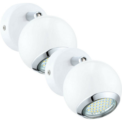 - 2-Pack Round Wall Spot Lights With White Chrome Finish And Gu10 Bulb Included