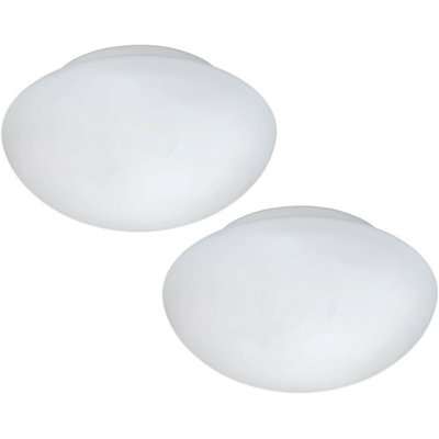  - Elegant 2-Pack Modern White Flush Ceiling Lights With Opal Glass Shades