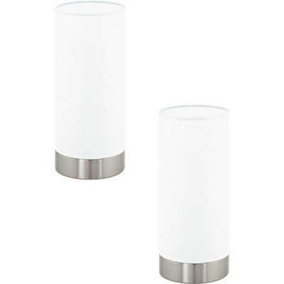  - Elegant 2-Pack Table Lamps With Satin Nickel Finish And White Satin Glass Shade